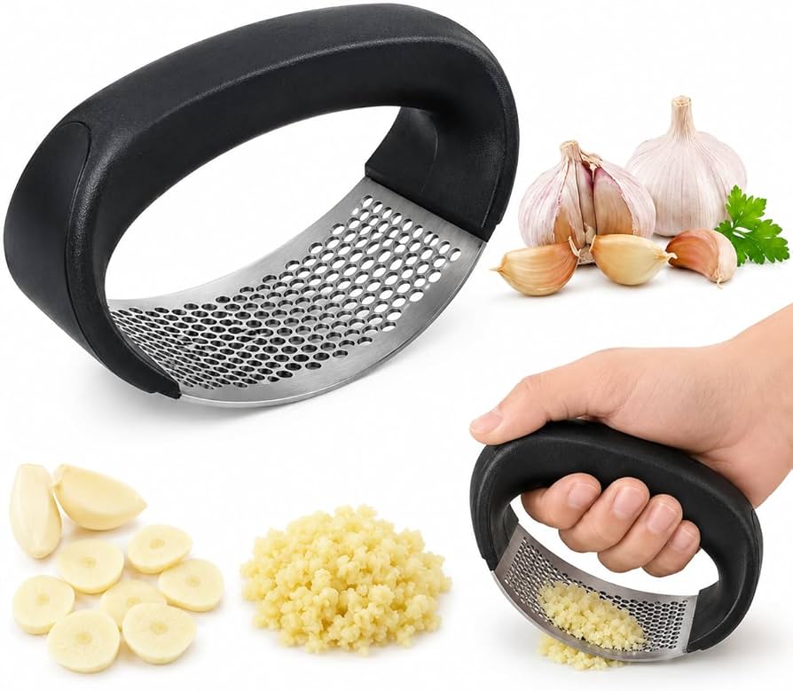 Stainless steel garlic press