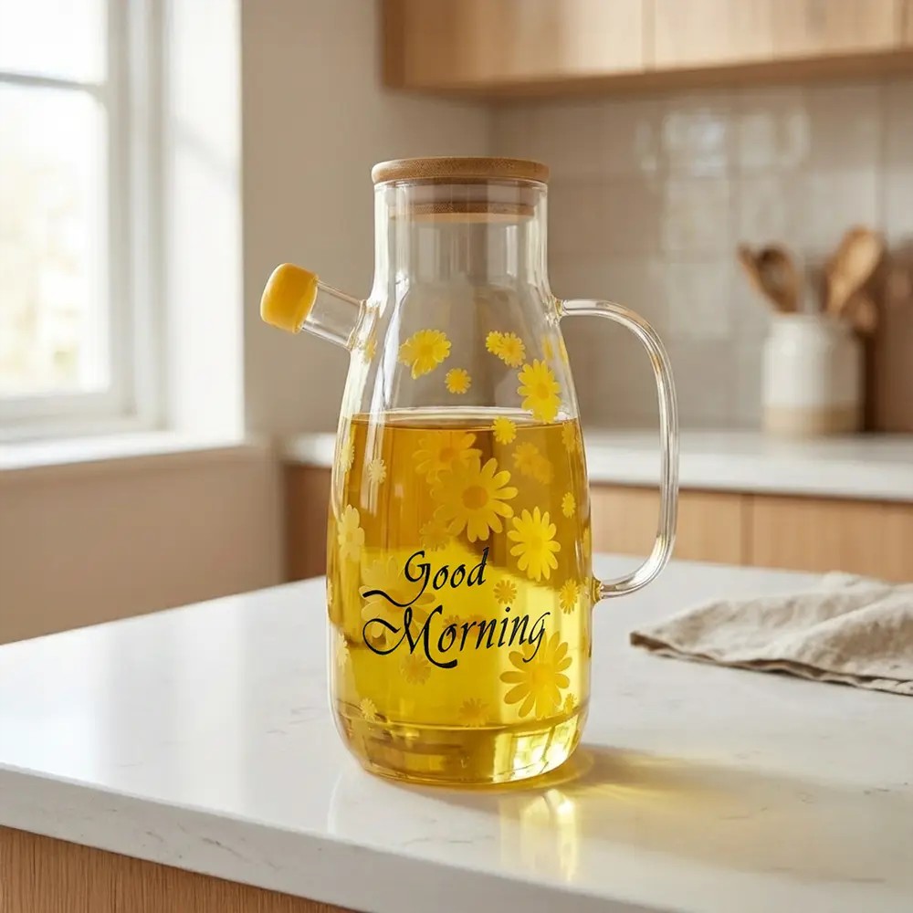 Glass oil dispensor bottle